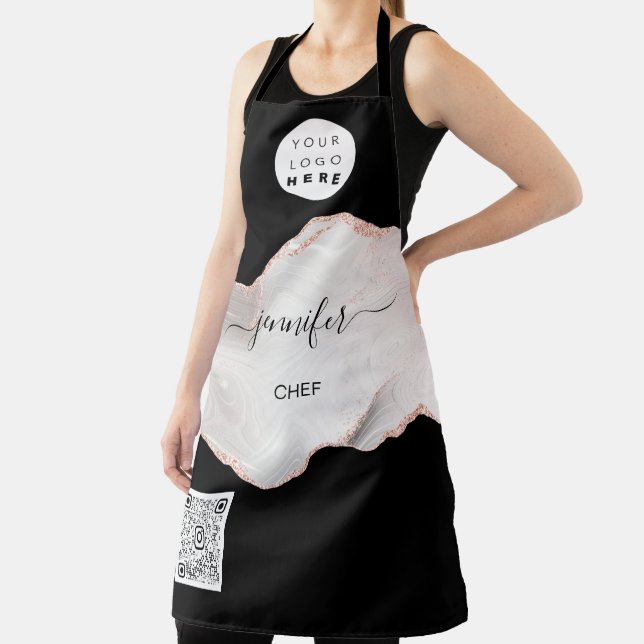 Logo Restaurant Bakery Catering Cake Marble Rose Apron (Insitu)