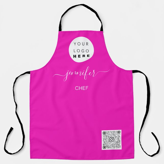 Logo Restaurant Bakery Catering Cake Pink Apron (Front)