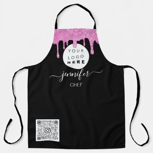 Logo Restaurant Bakery Catering Cake PinkDripBlack Apron