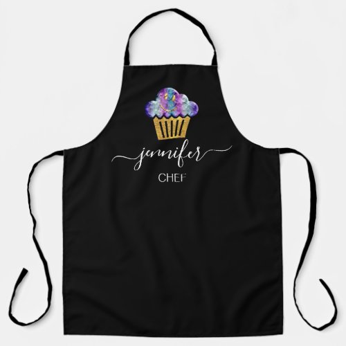 Logo Restaurant Bakery Catering Cakes Gold Purple Apron