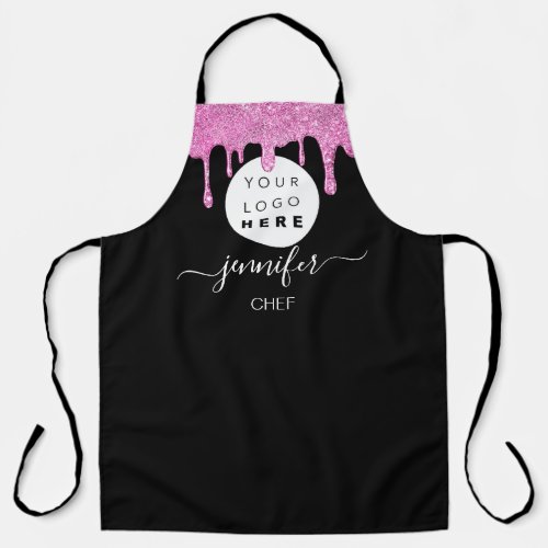 Logo Restaurant Bakery Catering Cakes Pink Drips Apron
