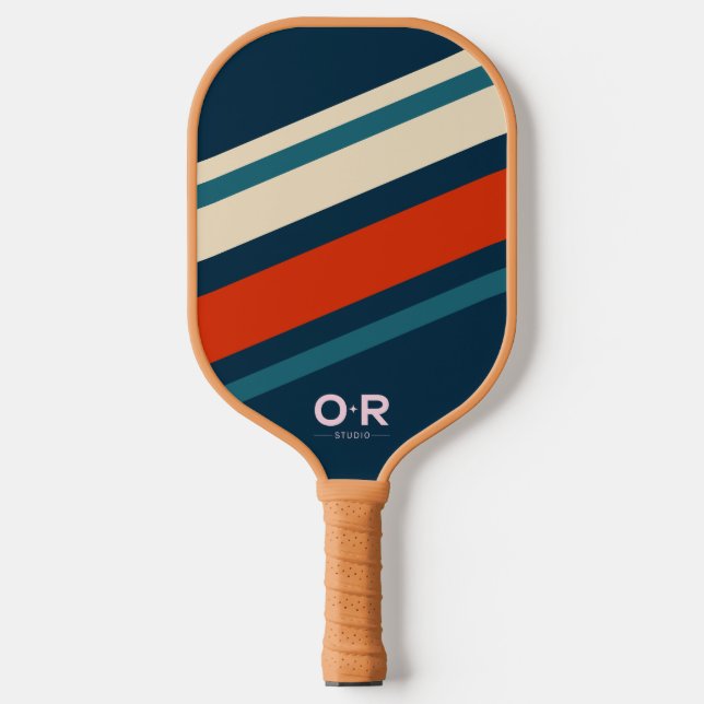 Logo Retro Red White and Blue  Pickleball Paddle (Front)