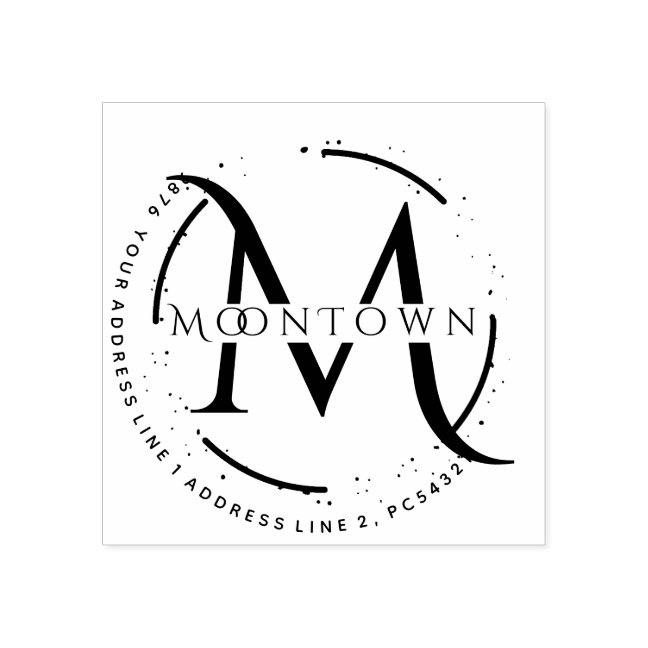 Logo return address Elegant Monogram Rubber Stamp