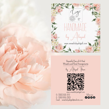 Logo Rose Floral Handmade Crafting Business Card by holidayhearts at Zazzle