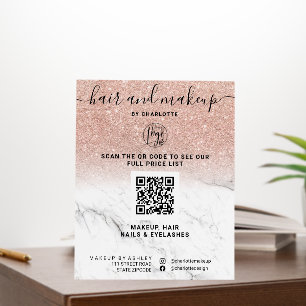 Logo rose gold glitter makeup digital QR price Foam Board