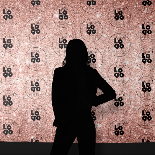 Logo Rose Gold Glitter Step Repeat Photo Backdrop (Creator Uploaded)