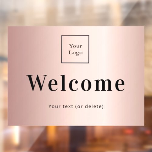 Logo rose gold metallic business welcome window cling
