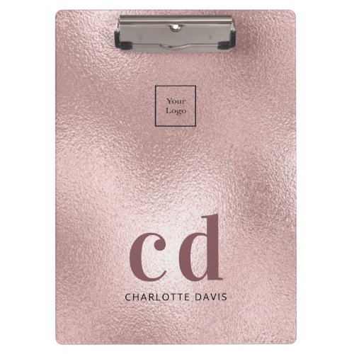 Logo rose gold monogram initials business clipboard