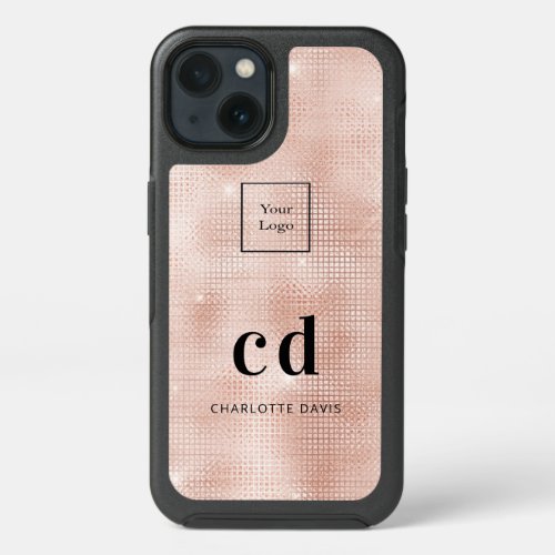 Logo rose gold monogram initials business iPhone 13 case