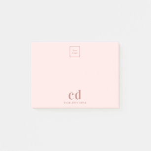 Logo rose gold pink monogram business company post-it notes
