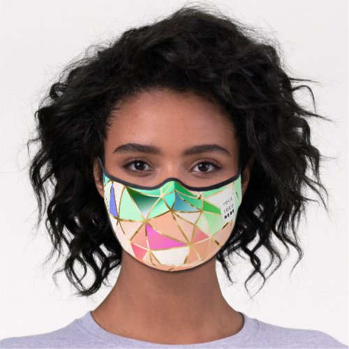 Logo Rose Green Gold Geometric Abstract Premium Face Mask