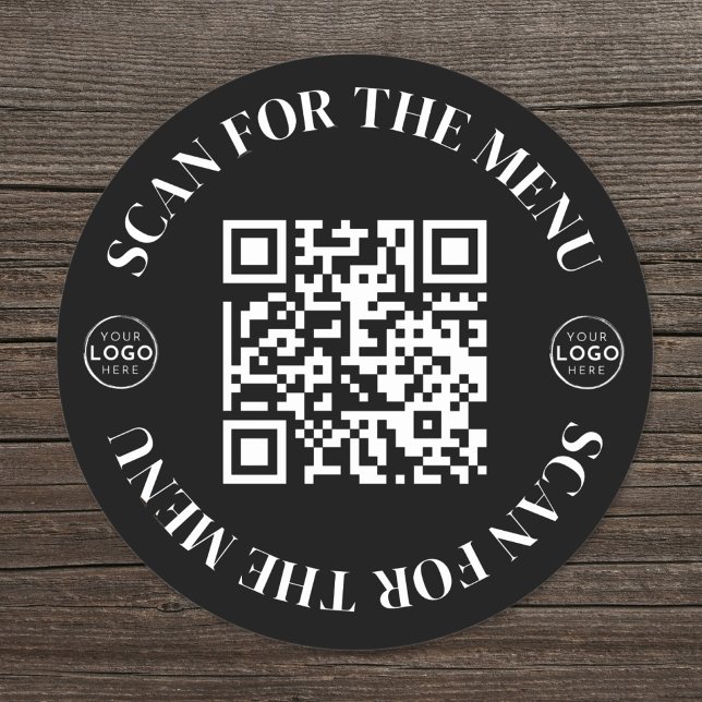 Logo Scan Menu QR Code Classic Round Sticker (Logo Scan Menu QR Code Classic Round Sticker)