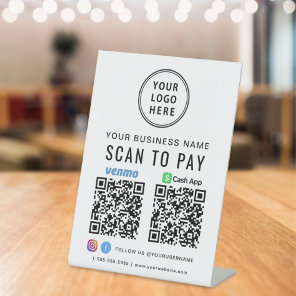 Logo Scan to Pay CashApp Venmo QR Code Pedestal Sign