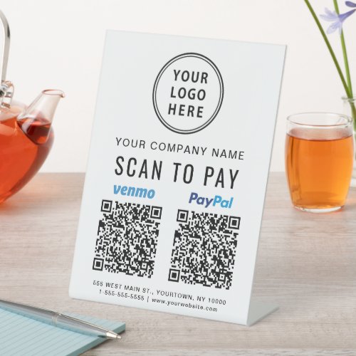 Logo Scan to Pay Paypal Venmo QR Codes Pedestal Sign