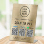Logo Scan to Pay QR Code Gold Pedestal Sign