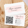 Logo script pink brush hair makeup qr code business card