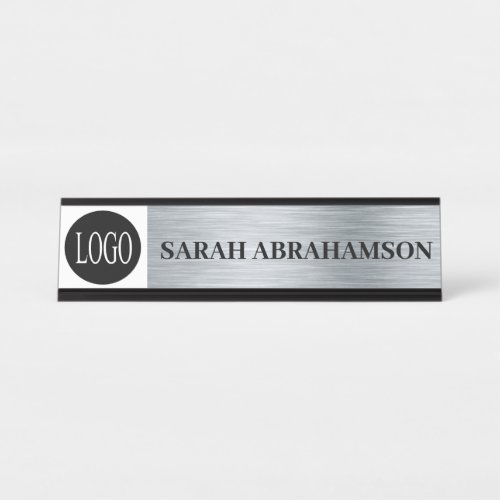 Logo Silver Corporate Business Office Desk Sign