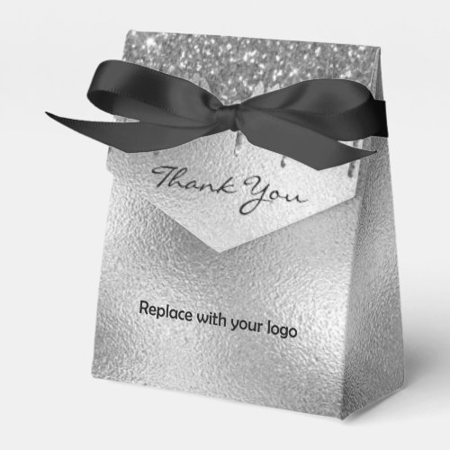 Logo silver glitter drips beauty salon favor boxes