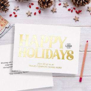 Logo Simple Bold Clean White Corporate Business Foil Holiday Card