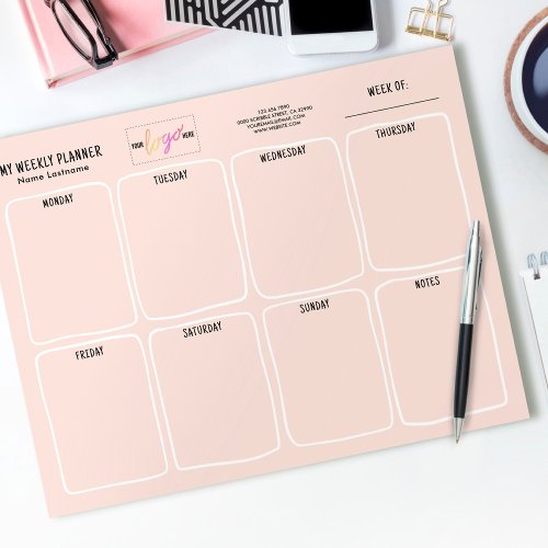  Logo Simple Girly Blush Pink Weekly Planner Notepad