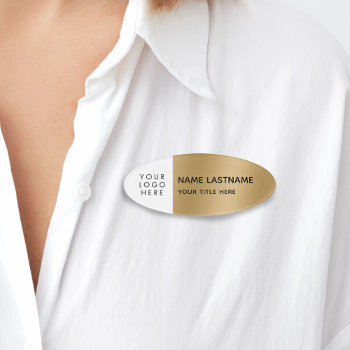 Logo Simple Modern Faux Gold Magnet Title Name Tag by pinkpinetree at Zazzle