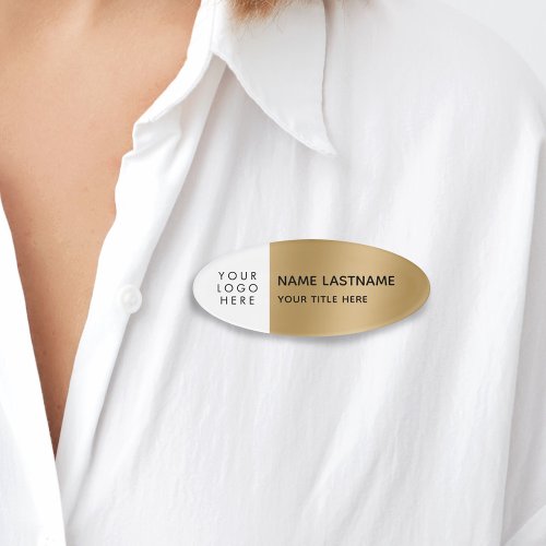 Logo Simple Modern Faux Gold Magnet Title Name Tag