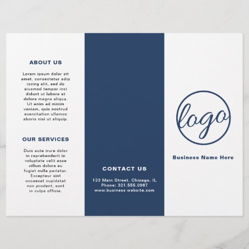 Logo Simple Navy Blue Trifold Brochure