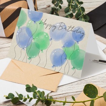 Logo Simple Watercolor Balloons Business Birthday Card by pinkpinetree at Zazzle
