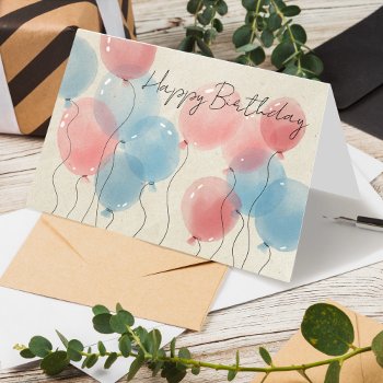Logo Simple Watercolor Balloons Business Birthday Card by pinkpinetree at Zazzle