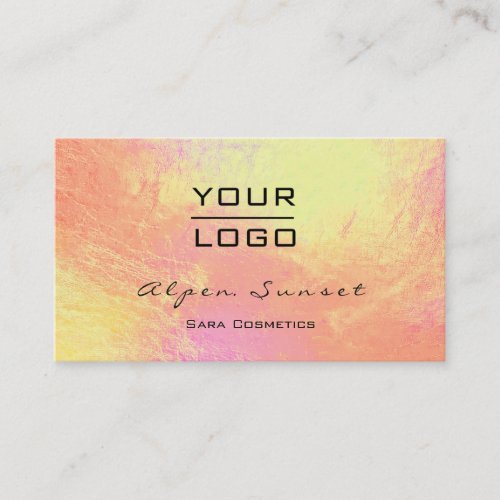Logo Simply Makeup Peach Coral Gold Metal Blog Business Card
