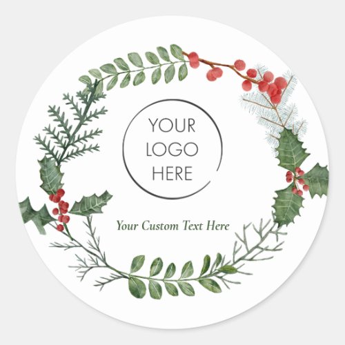 Logo Small Business Marketing Happy Holidays Classic Round Sticker