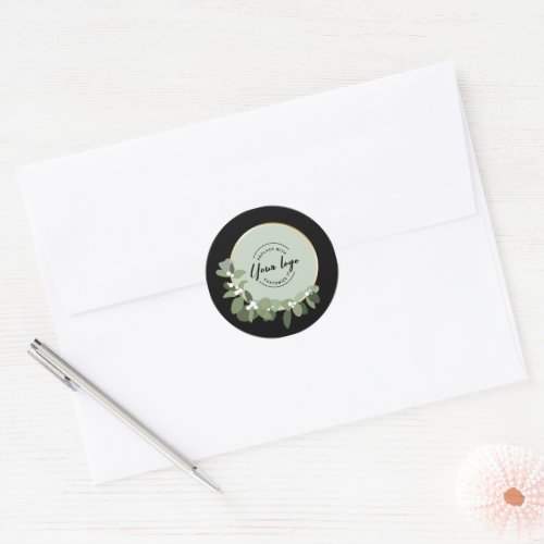 Logo small business marketing Modern wreath Classic Round Sticker