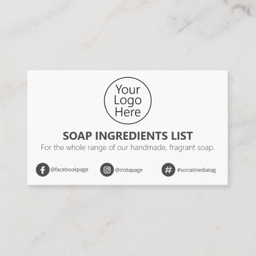 Logo Soap Fragrance Range Ingredients Business Card