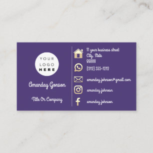 Logo Social Media Gold QR Code Blue Navy Gold Business Card
