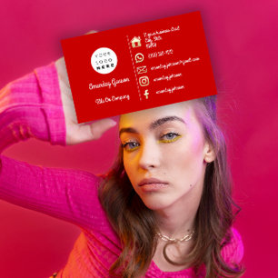 Logo Social Media Gold QR Code Red Gold Business Card