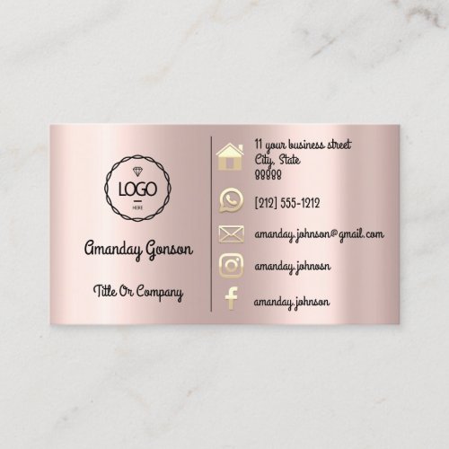  Logo Social Media Gold QR Code Rose Gold Adress Business Card