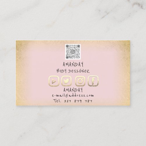 Logo Social Media Logo QR Code Gold Pink Business Card