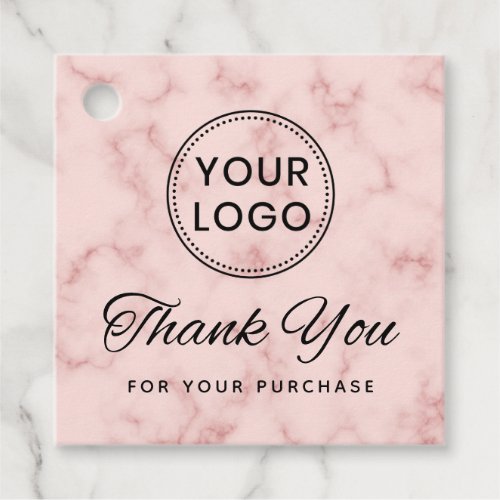 Logo social media pink marble thank you hang tags
