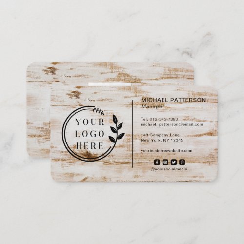 Logo Social Media QR Code Carpentry Wood Rustic Business Card