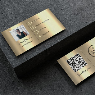  Logo Social Media QR Code Photo Custom Elegant Business Card