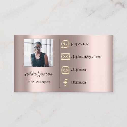  Logo Social Media QR Code Photo Custom Rose Frame Business Card