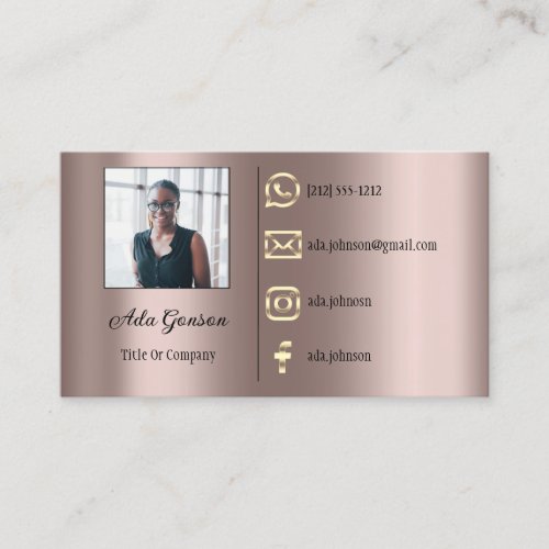  Logo Social Media QR Code Photo Metallic Rosę Business Card