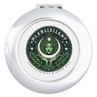 Logo sorcière lune pour herboriste, création de lo compact mirror