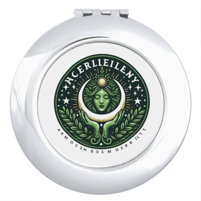 Logo sorcière lune pour herboriste, création de lo compact mirror (Front)