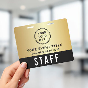 Logo Staff VIP Crew Vendor Black Gold Event ID Badge