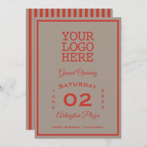 Logo Stone Gray Habanero Red Business Opening Invitation