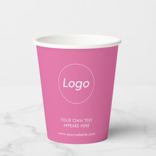 Logo Takeaway Coffee Business Pink Paper Cups