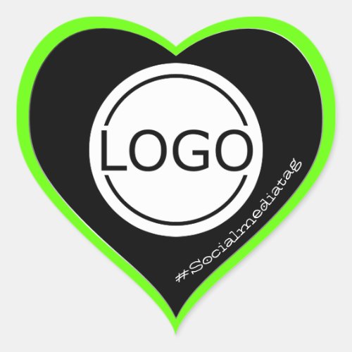 Logo Template Black Bright Green Custom Packaging  Heart Sticker