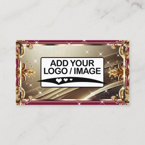 Logo Template Black Gold Burgundy Red Ombre Ornate Business Card