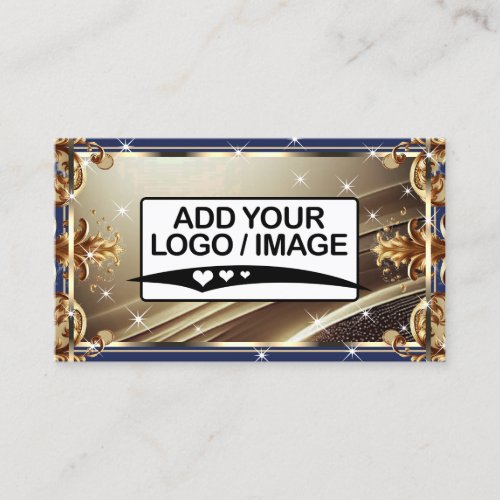 Logo Template Black Gold Royal Blue Ombre Ornate Business Card